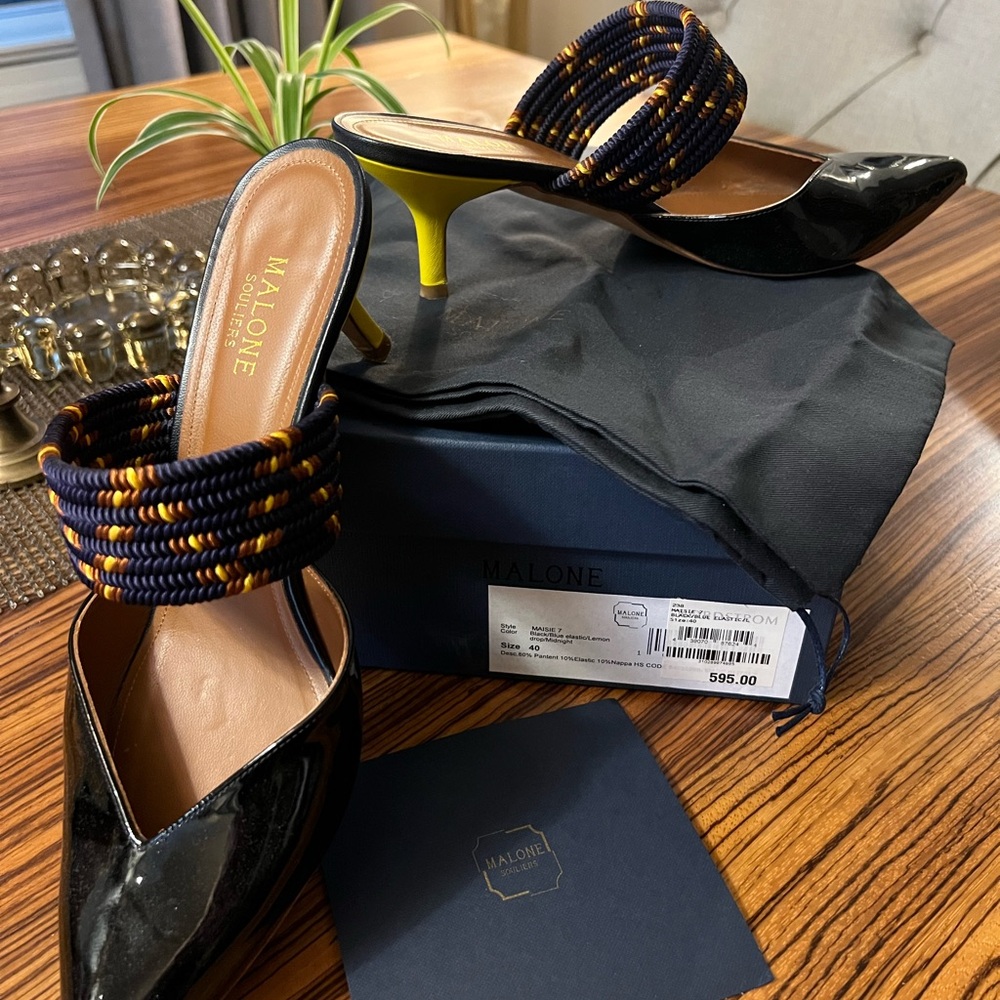Malone Souliers Black and Yellow Heels